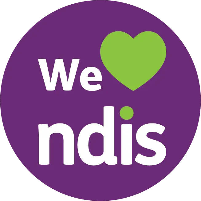 We heart NDIS Registered provider logo Long